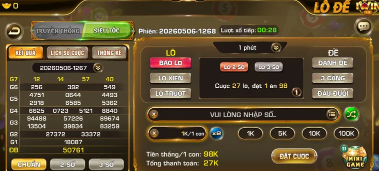 Lô Đề Siêu Tốc Tại Iwin Club Cơ Hội Trúng Thưởng Lớn Với Tỷ Lệ Ăn Cực Cao